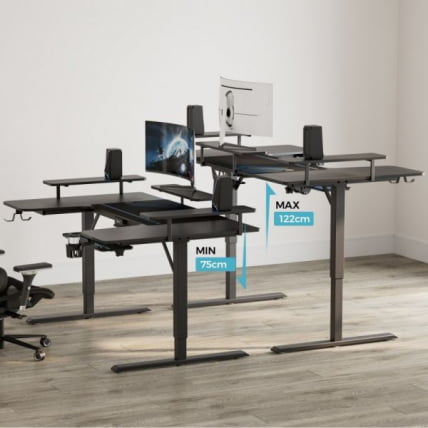 Стол для компьютера (для геймеров) U-образной формы с электрической регулировкой по высоте и трансформируемыми полками Eureka U-71_16