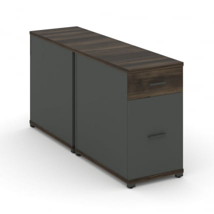 Тумба двухсторонняя опорная приставная с ящиком и распашным фасадом CONCEPT CN.DTGO-005 B/W Дуб Мали Антрацит_0