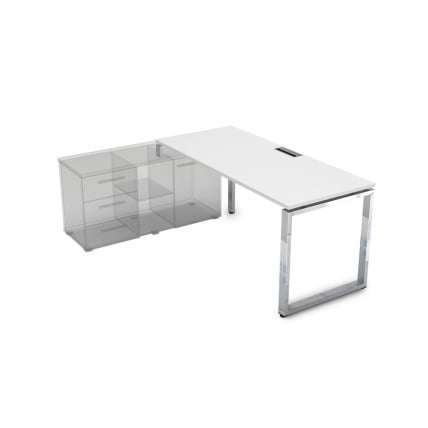Стол рабочий, прямолинейный три опоры, левый GLOSS LINE НСТЛ-О.975 Белый Премиум_0