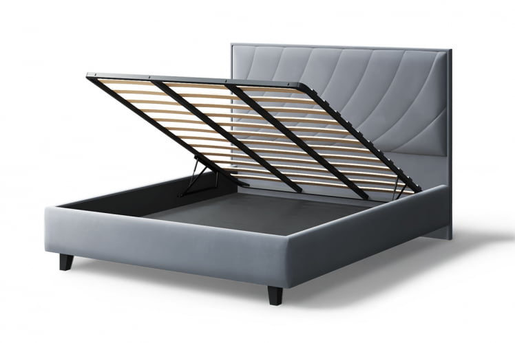 Кровать СОФИЯ 2000*1600мм (на опорах), велюр NEO 25 (серый), (б/основания, б/матраса)_2