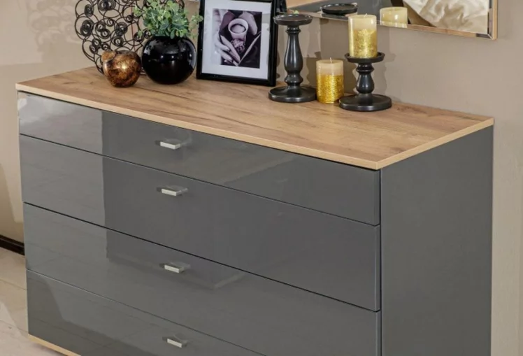 Комод 1200 с 4 ящиками и зеркалом Фиджи 011 Дуб Золотой Антрацит_9