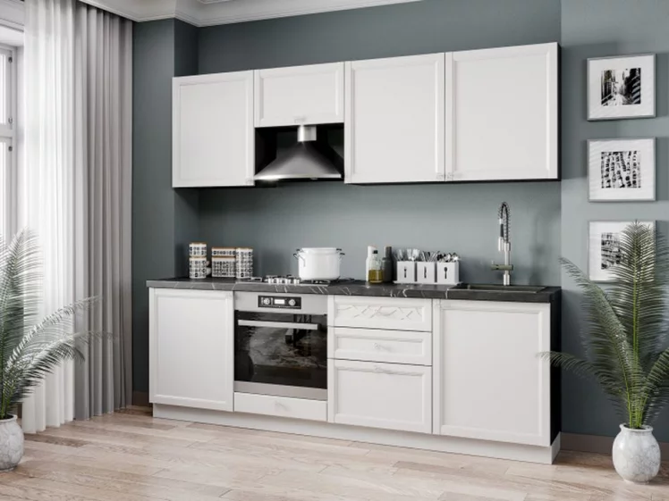 Тумба кухонная 800 с 3 ящиками ЛЮКС (4) Джулия ЛД 284.930.000.082 Черный Белый_2