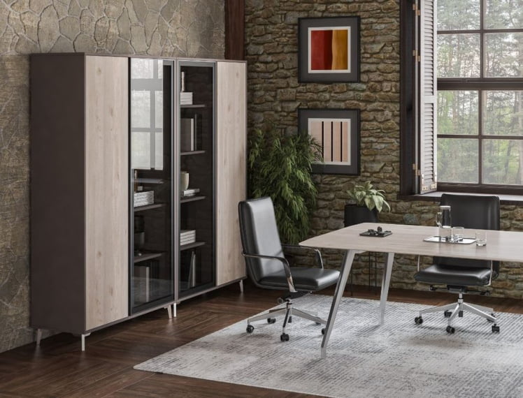 Шкаф высокий комбинированый Сирио СР.314.ВФ.ДН.ГЛБ Вольфрам Дуб Тоскана / Sirio SR.314.WF.DN.GLB_1