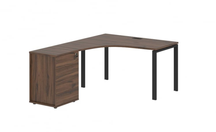 Стол эргономичный с тумбой левый EDIS EUCET 1318 L Дуб Денвер темный Черный_0