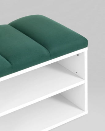 Обувница Хольст 2 белая велюр Зеленый_2