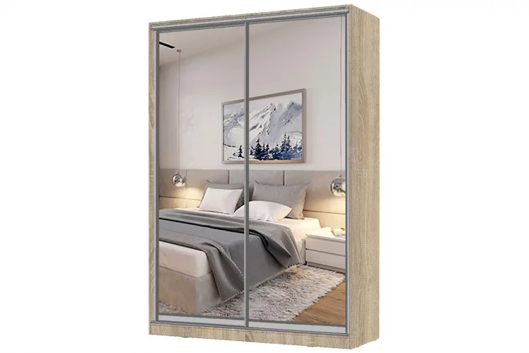 Шкаф-купе 2-х дверный Виктория 1400х584х2300, Дуб сонома светлый 14ДЗДЗ-ШЯ-Дсс 310-217_0