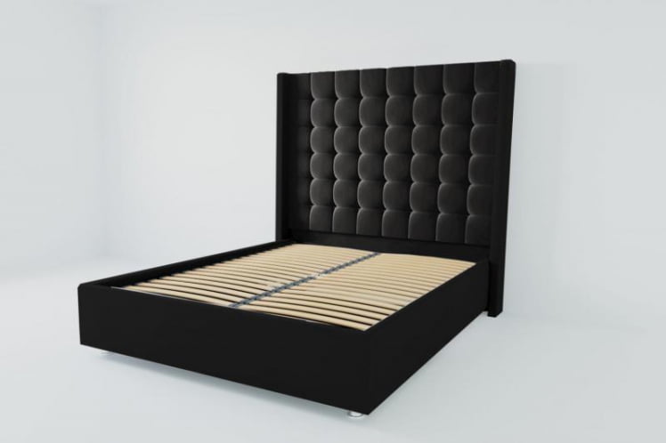 Мягкая интерьерная кровать "Венеция Люкс" с ортопедическими латами (металл) Материал фасада: Искусственная кожа; Спальное место: 1400х2000 мм; Цвет фасада: Кольт Ч; Цвет корпуса: Кольт Ч _0