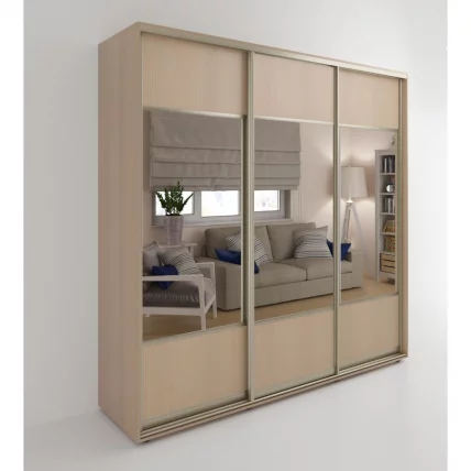 Шкаф-купе 3-х дверный Акцент-Дуэт Д 2100х600 Дуб молочный_0