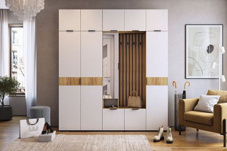 Антресоль трехдверная Бери MPR-026 Дуб крафт золотой/белое дерево_4