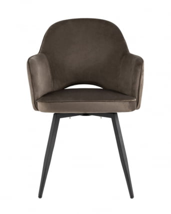 Стул Венера вращающийся велюр коричневый с подлокотниками_1