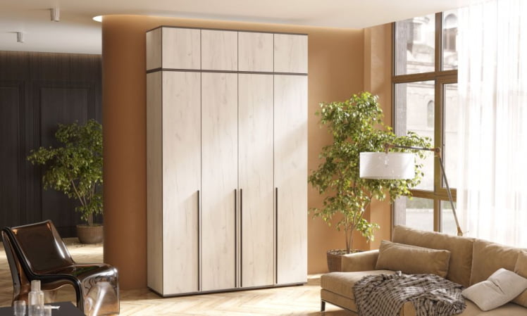 Шкаф Норд 4-х ств. + антресоль Крафт белый_0