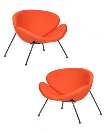 Кресло дизайнерское ДОБРИН ЕМИЛЙ (оранжевая ткань АФ, черное основания) 2 шт / DOBRIN EMILY AF,_0