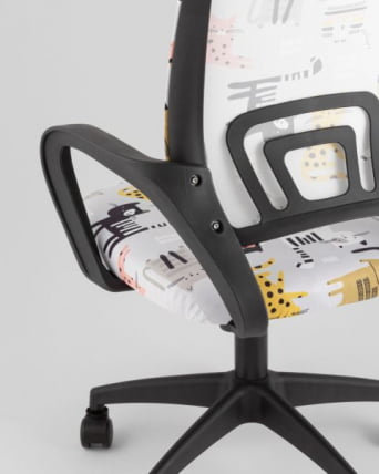 Кресло детское ТопЧаирс Симпле СН ДЖуниор принт Блуе Катс пластик черный / TopChairs Simple SN Junior Blue Cats_9