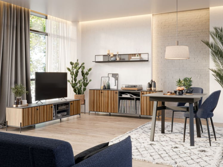 Гостиная Элиот №4 Оникс Серый/Орех фактурный_0