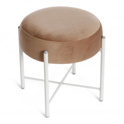Банкетка AMBER металл, ткань, 41*41*40 см, бежевый/белый_2
