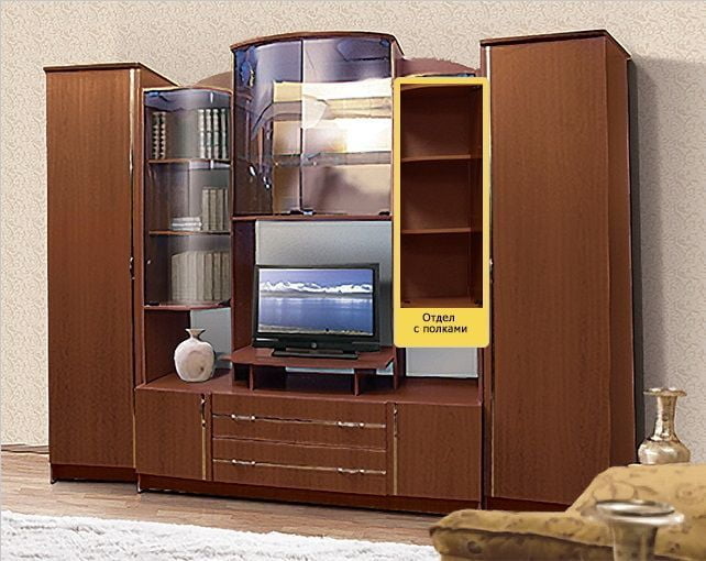 Стенка Александра 6 ЛДСП с молдингом, Орех Мария Луиза_6