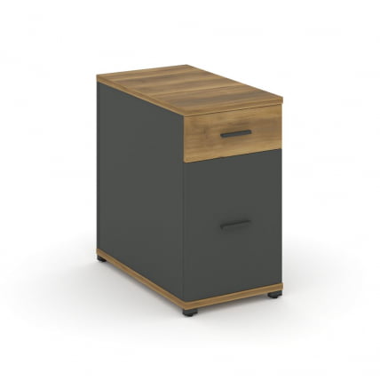 Тумба опорная/приставная с ящиком и распашным фасадом CONCEPT CN.TGO-005 B/W Сандал Янтарный Антрацит_0