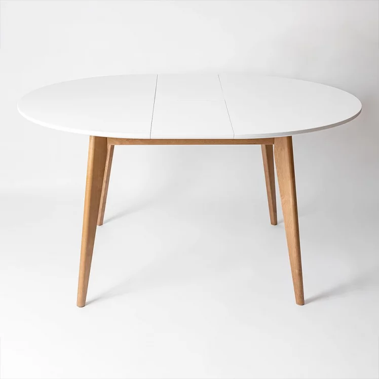 Стол обеденный Орион Plus 100x100 Эмаль белая Морилка Орех_4