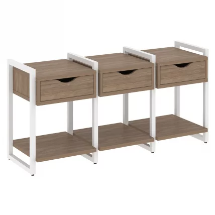 Тумба на регулируемых опорах наборная. Вариант №4 LOFT VR.L-TN-4.O Металл белый Дуб Аризона_0