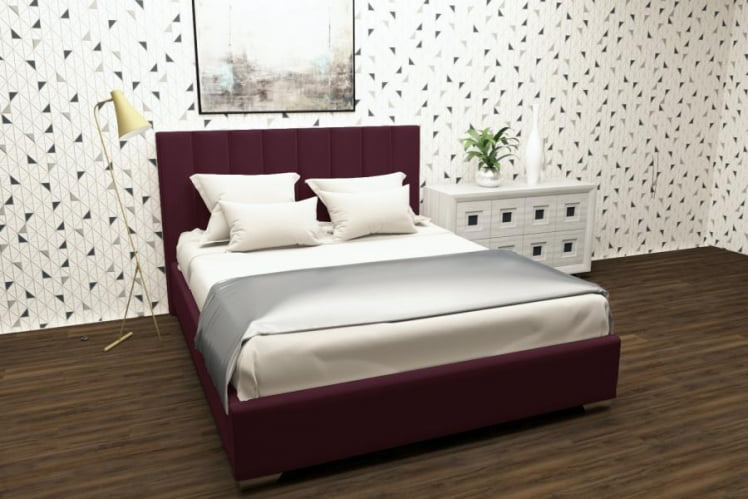 Мягкая интерьерная кровать Терра с ортопедическим основанием Цвет фасада: Красный; Материал фасада: Металл/Велюр; Спальное место: 1400х2000 мм_0