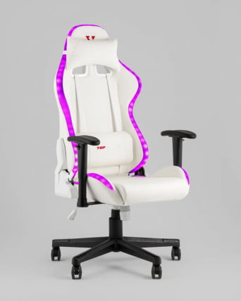 Кресло геймерское с подсветкой ТопЧаирс ГММ-080 белый на черной базе / TopChairs GMM-080_1