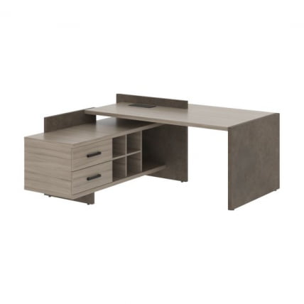 Стол руководителя правый WOOD&STONE СФ-531222 Дрифтвуд Бетон Чикаго темный_1