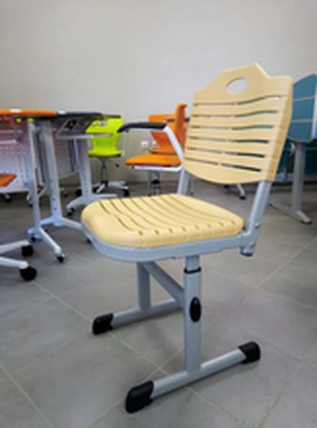 Ученический стул пластиковый (рост 3-5) Бежевый/Каркас белый_2