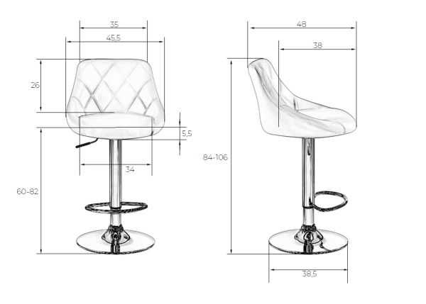 Стул барный DOBRIN LOGAN BLACK (пудрово-сиреневый велюр (MJ9-52)) 2 шт_9