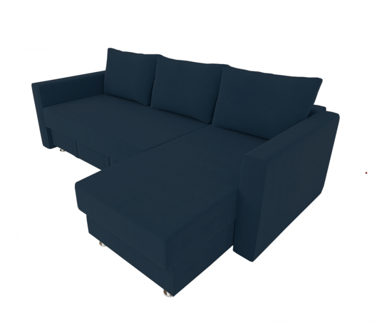 Диван угловой с подлокотниками Мадрид (Berhouse) Цвет фасада: Синий Велюто 54; Тип: Левый/правый; Материал фасада: Металл/Велюр_0