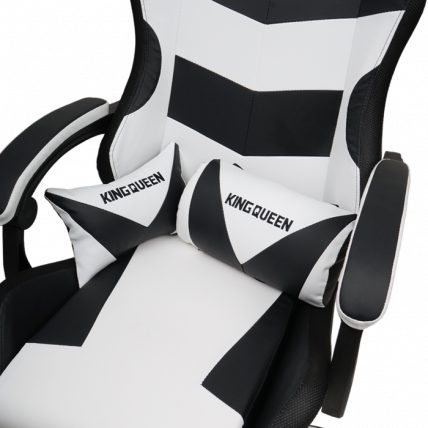 Кресло 1209 KINGQUEEN, цвет черный/белый с подсветкой, 1209-black-white-mass-led_4