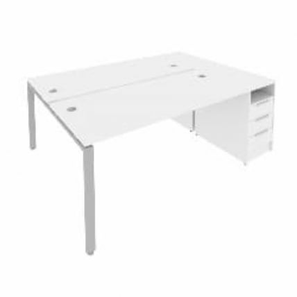 Рабочая станция с опорной тумбой Metal System Б.РС-СТП-2.4 Белый/Серый_0