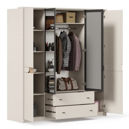 Шкаф четырехстворчатый с зеркальными дверями Нильс ЛД 423.060.000 Кашемир/Дуб Тортуга_1