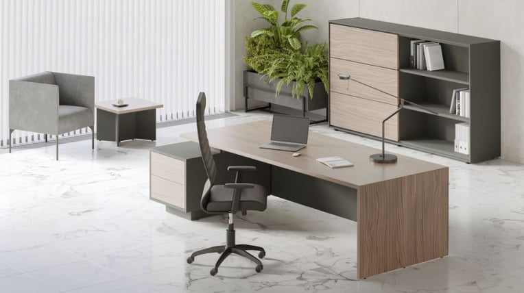 Стол письменный на опорной тумбе DALI DLI37210032 Орех Антрацит_2