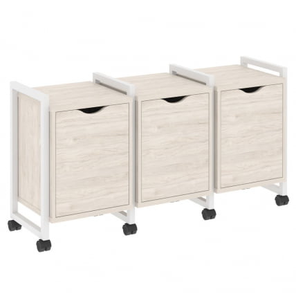 Тумба на колесных опорах наборная. Вариант №5 LOFT VR.L-TN-5.K Металл белый Денвер светлый_0