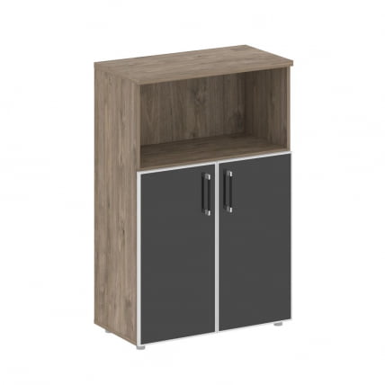 Шкаф средний широкий стеклянные дверцы SHIFT SK.ST-2.2R black Тиквуд Темный/Антрацит_0