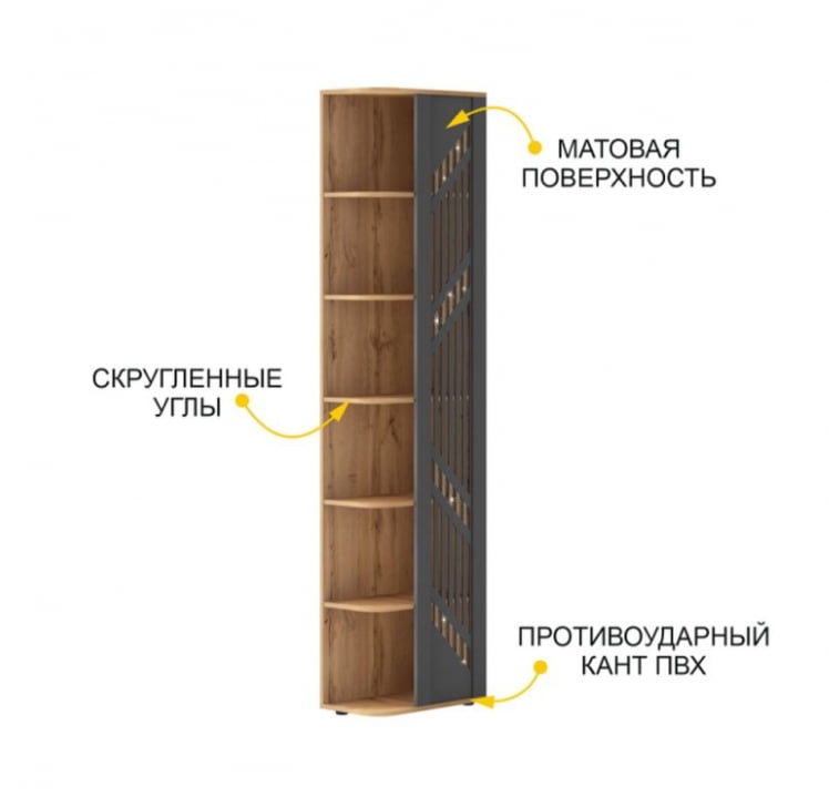 Стеллаж торцевой (лев/прав) Монако 902.17 Дуб Вотан Графит_4