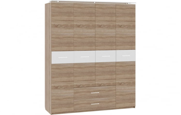 Шкаф (4 створки с ящиками) Импульс SN16.06 Дуб сонома/белый глянец_0
