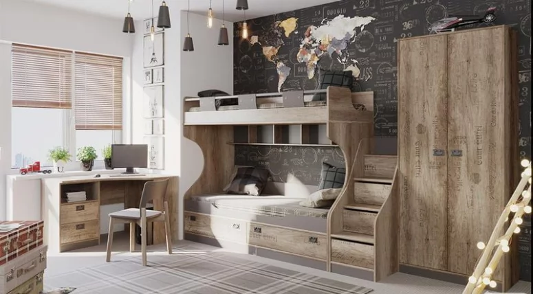 Набор детской мебели Пилигрим 04 Дуб каньон светлый/Серый_0