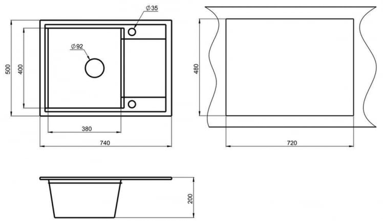 Кухонная мойка HIBRID HI-74 Графит-базальт_2