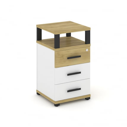 Тумба приставная с 3-мя ящиками и надставкой CONCEPT CN.TUP-003 B/W Дуб Винченцо Белый бриллиант Черный_0