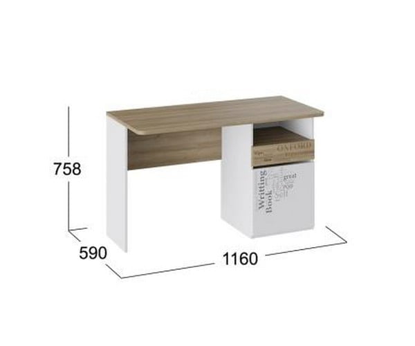 Стол с ящиками Оксфорд ТД-139.15.02 Ривьера Белый с рисунком_2