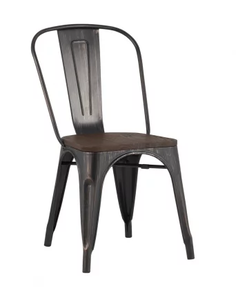 Стул Tolix Wood 850 Черная патина с золотом_0