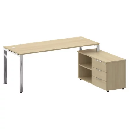 Стол рабочий руководителя с опорной тумбой левый METAL SYSTEM DIRECT БГ.СРТ-5.7 Пр Акация Лорка_0