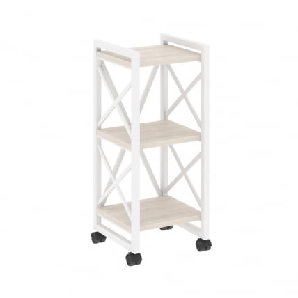Стеллаж на колесных опорах - 3 полки LOFT  VR.L-MST.K-3.4 Металл белый Денвер светлый_0