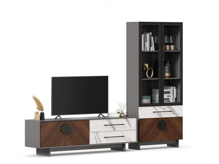 Набор мебели для гостиной Вилена №5 Серый/Орех/Монте белый_0