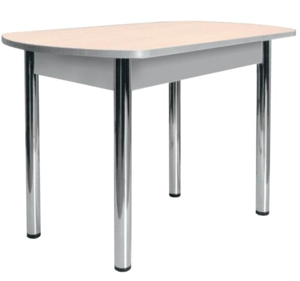 Стол обеденный Европейский ХРОМ 1 кат. белый глянец ЛДСП белый_0