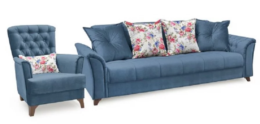 Диван-кровать Ирис ТД 964 Синий Фибра Менуэт_0
