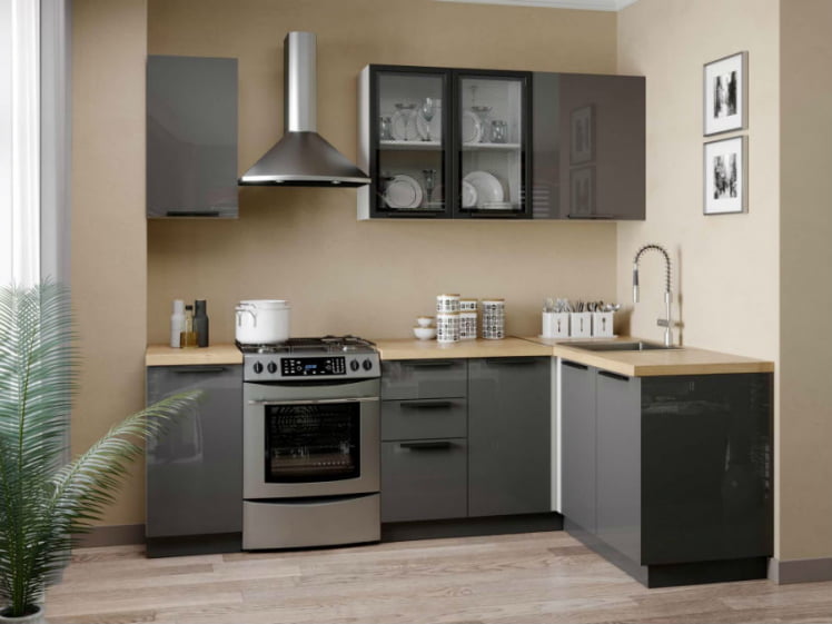 Кухонный гарнитур Герда №1 Белый/Антрацит глянец_0