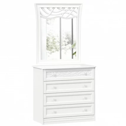Комод с 4 ящиками с зеркалом ППУ Джулия Белый_0