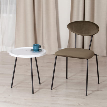 Столик кофейный LANCOME металл / МДФ, 45 х 45 х 45 см, белый мрамор/черный_3